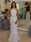 Affordable Lace Halter Two Piece Long Prom Dresses Evening Dresses.DB10379
