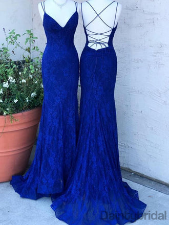 Sexy V-neck Lace Mermaid Long Prom Dresses. DB10280