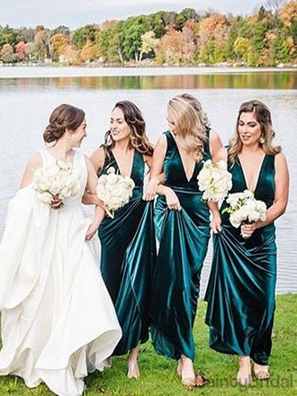 Sexy Mermaid V-Neck Velvet Sleeveless Bridesmaid Dresses.DB10100