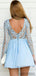Affordable Chiffon Long Sleeves Illusion Neck Homecoming Dresses.BD10120