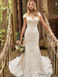 Elegant Lace Sexy V-Neck Mermaid Long Wedding Dresses With Train.DB10097