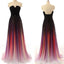Long Cheap Colorful Gradient Notched Strapless Backless Chiffon Evening Party Prom Dresses,PD0111