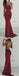 Sexy V-neck Mermaid Spaghetti Straps Burgundy Backless Prom Dresses, PD0161