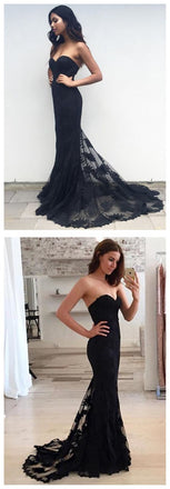 Long Black Mermaid Vintage Sweetheart Sexy Charming Formal Eevning Party Prom Dress,PD0041