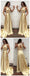 New Arrival Gold Sequins Two Pieces High Neck Open Back Sparkly Evening Party Prom Dress,PD0062