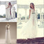 Cheap Popular Long  Column Cap Sleeve Sexy V-neck Split Side Gold Sash Floor Length Prom Gown Wedding Dress, WD0121