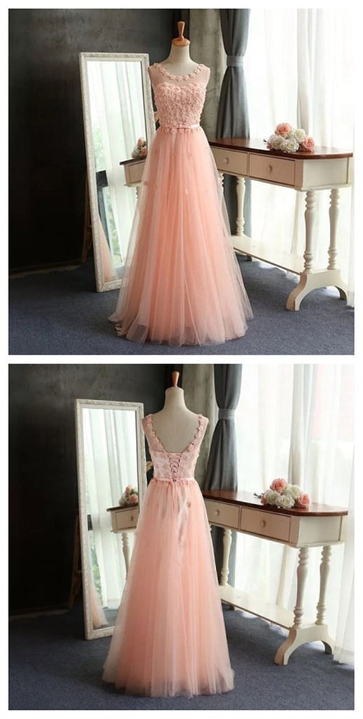 Pretty Scoop Neck Sleeveless A-line Evening Party Prom Dresses,PD0096
