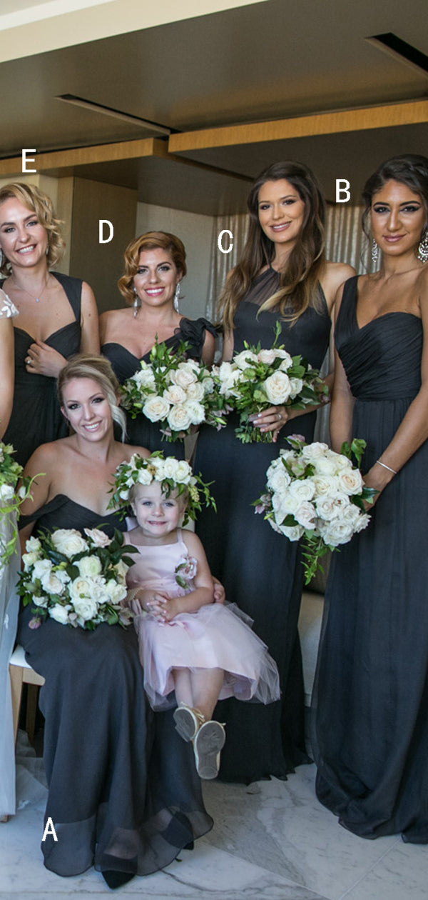 Black Chiffon Mismatched Elegant Long Bridesmaid Dresses ,DB139 DaintyBridal Black Chiffon Mismatched Elegant Long Bridesmaid Dresses ,DB139 DaintyBridal
