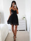 Black Lace Spaghetti Starp V-neck Vintage Homecoing Dresses,BD0201