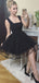 Black Tulle Square Neckline Sleeveless Tiered Homecoming Dresses,BD0192