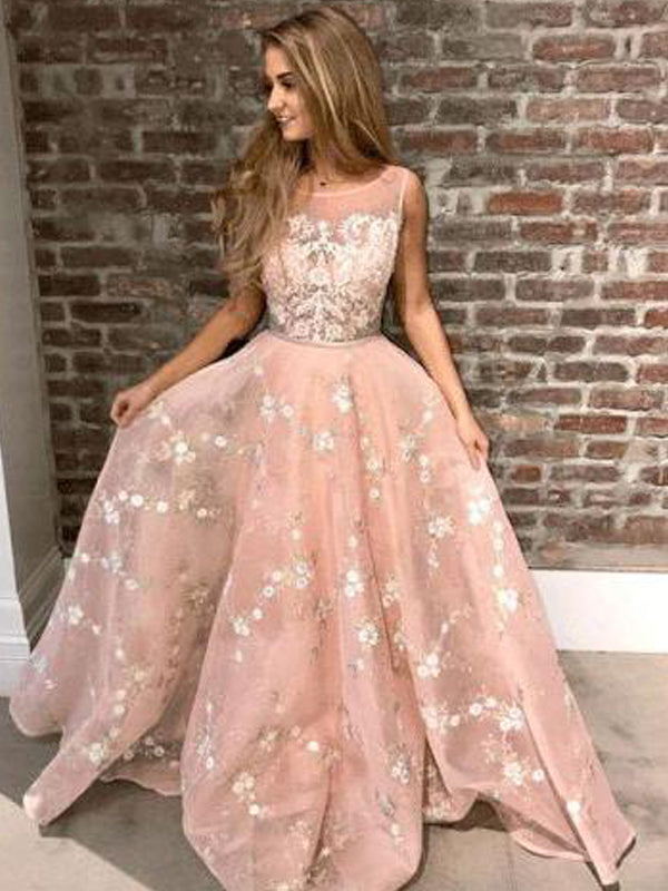 Blush Pink Lace A-line Prom Dresses,DB1079 DaintyBridal Blush Pink Lace A-line Prom Dresses,DB1079 DaintyBridal