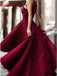 Burgundy Lace High Low Spaghetti Straps A-line Prom Dresses ,PD0130