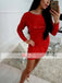 Charming Red Short Tight Backless Sparkly Cocktail Homecoming Dresses With Long Sleeves,BD0160