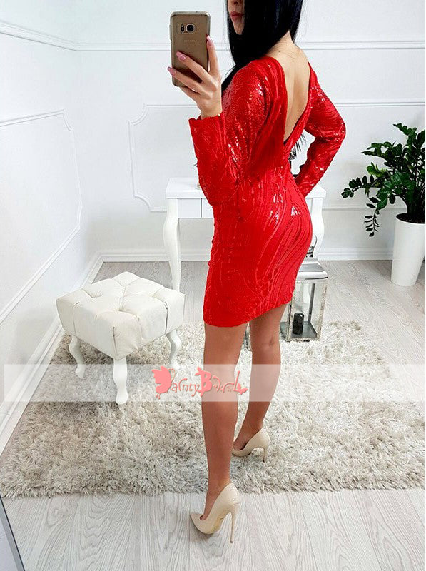 Charming Red Short Tight Backless Sparkly Cocktail Homecoming Dresses DaintyBridal Charming Red Short Tight Backless Sparkly Cocktail Homecoming Dresses DaintyBridal