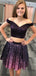 Deep Purple Two Piece Off Shoulder Ombre Sequin Homecoming Dresses,BD0178