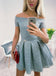 Dusty Blue Off Shoulder Lace Homecoming Dresses,BD0171