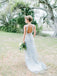 Dusty Blue Tulle Sparkly Rhinestone Scoop Backless Wedding Dresses,DB0150
