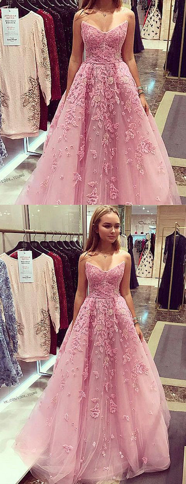 Dusty Rose Strapless Lace A-line Prom Dresses , DB1095 DaintyBridal Dusty Rose Strapless Lace A-line Prom Dresses , DB1095 DaintyBridal