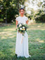 Elegant Cap Sleeve Unique Neckline Lace Satin Wedding Dresses,DB0151