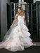Gorgeous Beads Lace Sweetheart Strapless Ruffles Tiered Organza Wedding Dresses,DB0141