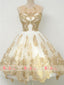 Gorgeous Gold Lace Appliques Cocktail Homecoming Dresses ,BD0152