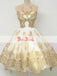 Gorgeous Gold Lace Appliques Cocktail Homecoming Dresses ,BD0152