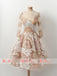 Gorgeous Lace Appliques Blush Pink Homecoming Dresses With Long Sleeves,BD0148