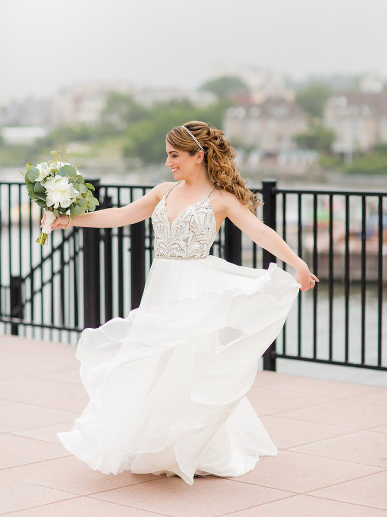 Gorgeous Rhinestone Halter Backless Chiffon Wedding Dresses ,DB0156