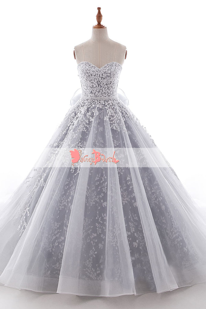 Gorgeous Light Gray Sweetheart Strapless Ball Gown Wedding Dresses,DB0133