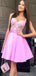 Illusion Through Tulle With Applique Short Satin Homecoming Dresses,BD0203