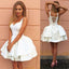 Ivory Satin Sleeveless Tiered Ball Gown Lace Up Back Homecoming Dresses ,BD0078