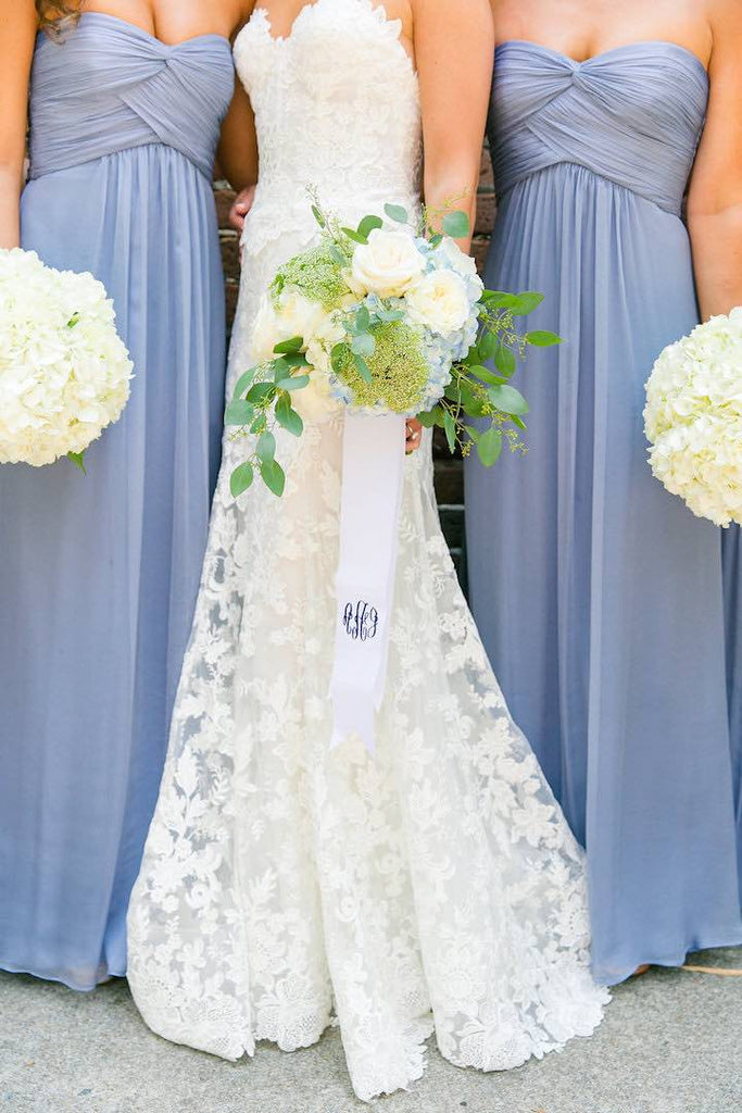 Lavender Chiffon Sweetheart Strapless Simple Long Bridesmaid Dresses , WG48