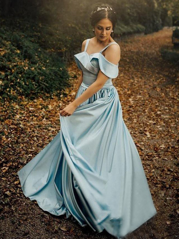 Light Blue Satin Simple Off Shoulder Prom Dresses, DB1084 DaintyBridal Light Blue Satin Simple Off Shoulder Prom Dresses, DB1084 DaintyBridal