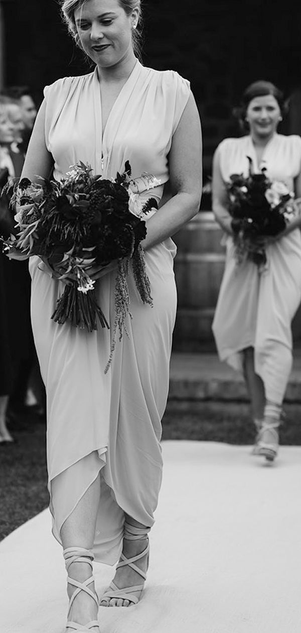 Light Grey Chiffon Cap Sleeve High Low Ankle Length Bridesmaid Dresses DaintyBridal Light Grey Chiffon Cap Sleeve High Low Ankle Length Bridesmaid Dresses DaintyBridal