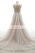 Light Nude Open Back V-neck Appliques Wedding Dresses,DB0132