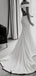 Off Shoulder Simple Design White Satin Open Back Mermaid Wedding Dresses,DB0172