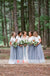 Off White Lace Top Grey Tulle Popular Two Piece Bridesmaid Dresses With Short Sleeves,DB112