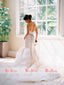Popular Lace Ruffles Organza Mermaid Scoop Back Strapless Wedding Dresses,DB0143