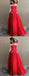 Red Satin Beaded Pockets Strapless Ball Gown Sweet-16 Prom Dresses, DB1125
