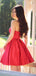 Red Satin Strapless Simple Cheap Homecoming Dresses ,BD0204