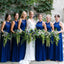 Royal Blue Jewel Neckline Sleeveless Long Bridesmaid Dresses, WG06