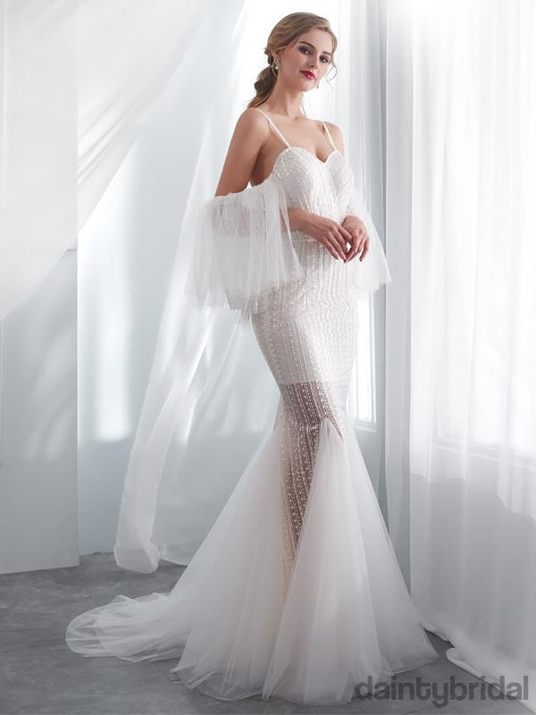 Sexy sweethreat tulle with train see-through wedding dress.DB1008