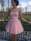 Simple Dusty Pink Tulle Sweetheart Strapless With Beaded Sash Homecoming Dresses,BD0209