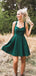Teal Green Satin Halter With Bowknot Simple Homecoming Dresses,BD0202