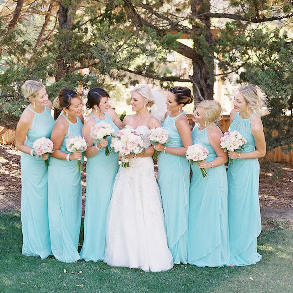 Tiffany Blue chiffon Halter Sleeveless Simple Bridesmaid Dresses ,DB10 DaintyBridal Tiffany Blue chiffon Halter Sleeveless Simple Bridesmaid Dresses ,DB10 DaintyBridal