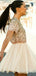 Two Piece Beading Short Sleeve Chiffon Homecoming Dresses ,BD0176