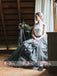 Two Piece Ivory Lace Top Grey Ruffle Puffy Skirt Wedding Dresses,DB0134