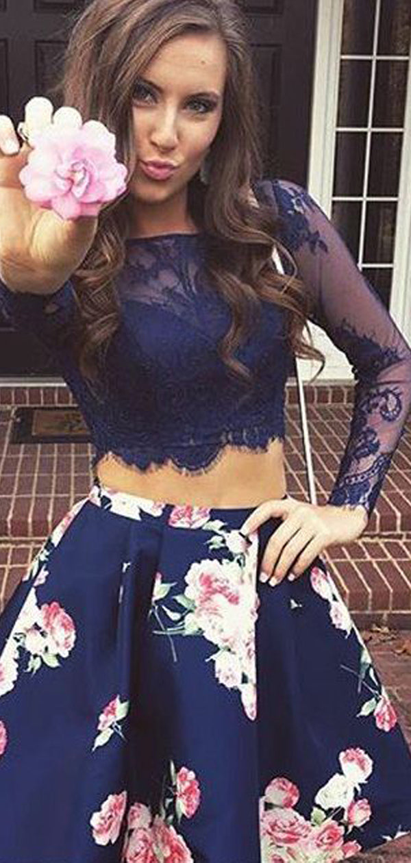 two piece floral homecoming dress Off the Shoulder Two Pieces Pink 3D Floral Prom Dresses, Pink Off Shou jbydress