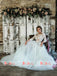Two Piece See Through Lace Top Puffy Tulle Wedding Dresses With Long Sleeves, DB0138