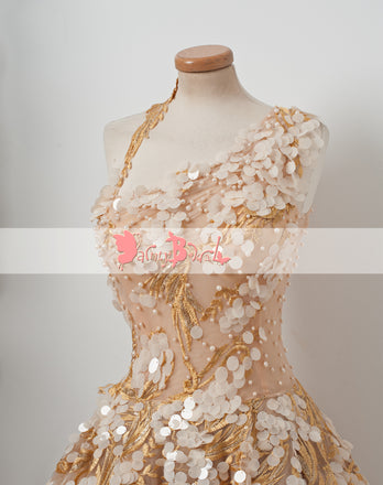 Unique One Shoulder Sequin Lace Beaded Homecoming Dresses,BD0147